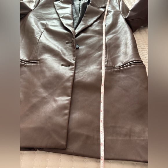 ZARA Faux Leather Blazer, Two Button Front, Pockets, Size S - Picture 5 of 12